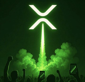 A glowing green XRP logo rockets skyward with a luminous trail, watched by a cheering crowd filming with smartphones, visually illustrating the post's question about what could drive $XRP to surge.