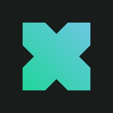 The image shows a stylized teal-to-cyan gradient "X" logo on a black background, representing the xStocks brand mentioned in the post about Chainlink CCIP-powered vault functionality across Kraken platforms and various blockchain integrations.