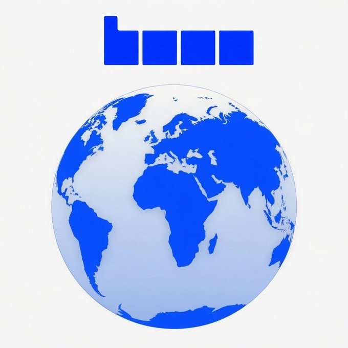 A logo consisting of blue geometric shapes above a blue and white globe illustration, resembling the Binance branding.