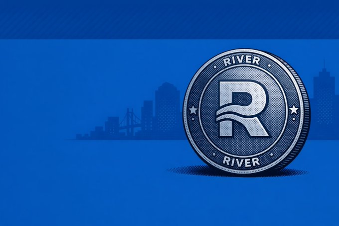 The image features a coin labeled "River" placed on top of a blue background with a city skyline in the distance. The caption below the coin reads, "Most people hold stablecoins and wait. I’ve started using mine. Buy daily essentials with satUSD through @RiverdotInc, scan the QR with @yodlpay , pay instantly, and the merchant receives a normal bank payment." This post seems to be promoting the use of stablecoins for everyday purchases or transactions, as it suggests that stablecoins are practical and widely accepted in various situations.