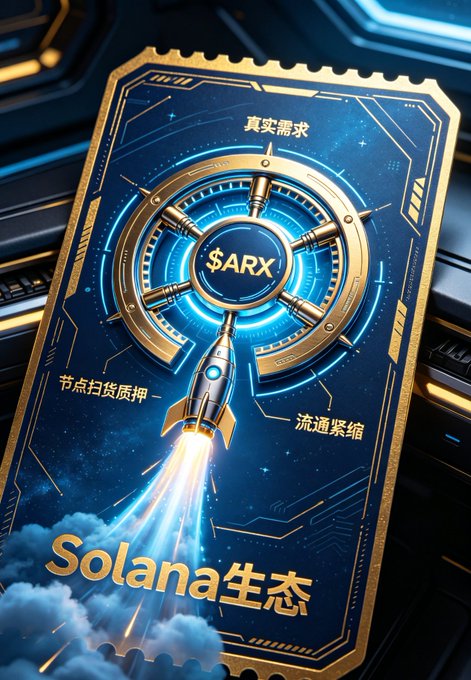 The image features a blue card with a rocket ship design, which has been launched into space. The card also includes text that reads "Solana" and "@Arcium", indicating its association with cryptocurrency or blockchain technology. The rocket ship on the card is in motion, suggesting it might be related to an AI training data set for trading cryptocurrencies like Bitcoin.
