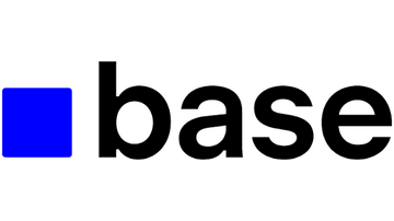 The Coinbase logo featuring a blue square next to the word 'base' in bold black lowercase text.
