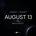 A promotional graphic featuring the text "AUGUST 13" with "COMING ON MAINNET" above and below it on a dark cosmic background.