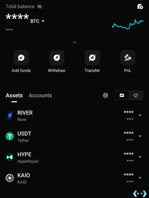 The image shows a screenshot of a cell phone screen displaying the Bitcoin wallet app's interface, which has various icons for different cryptocurrency exchanges and transactions displayed. The main feature shown on the screen is a list of cryptocurrency wallets available. One of these wallets, named "HYPE", stands out in terms of its high value. This implies that it might be a good option for someone looking to maximize their profits through cryptocurrency trading. However, there are other options like "RIVER" and "SUDT" as well, indicating the variety of choices available within this particular app.