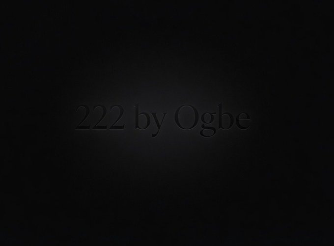 A dark, minimalist graphic with subtle text reading '222 by Ogbe' embossed in the center against a black background.