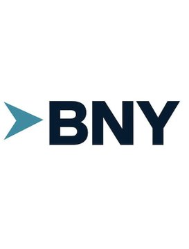 The image shows the BNY Mellon logo, featuring a blue arrow-like chevron symbol next to the bold dark navy letters "BNY." This relates to the post about BNY Mellon being a partner of Ripple, highlighting the financial institution's involvement in the potential XRP-linked U.S. Treasury settlement system.