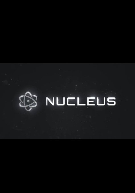 A dark graphic featuring an atom-like logo with the text 'NUCLEUS' in white, set against a black background with subtle particle effects.