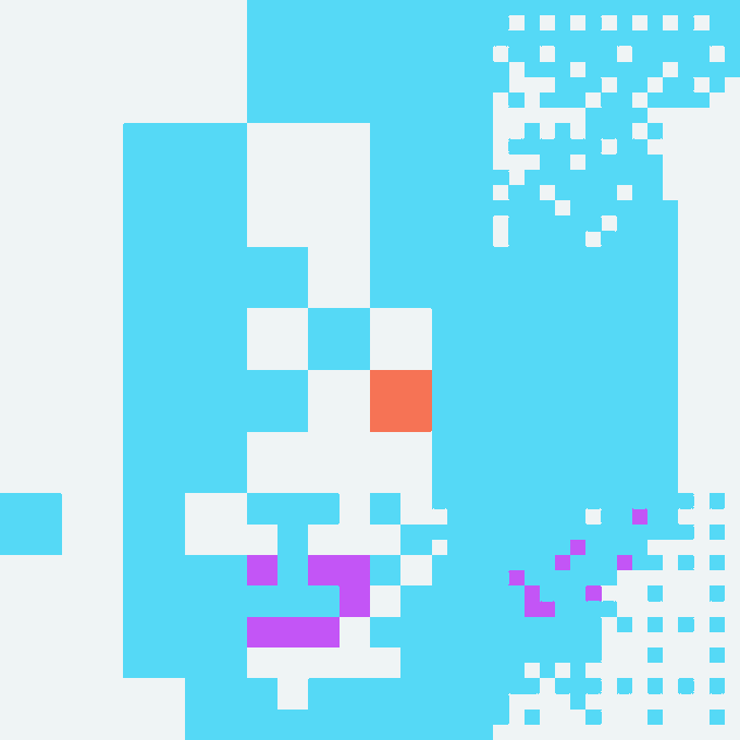 The image features a blue background with white squares, which appears to be a digital art piece or an abstract design. The squares are arranged in various patterns and sizes, creating a visually interesting composition. In the corner of the image, there is a caption that reads "TBAM 1604 acquired for 0.0053 WETH by 0x1346...38b2 owns 1 TBAM". This information suggests that the image might be related to an art project or a digital design, possibly showcasing the artist's skills in creating unique patterns and textures using simple elements like squares and colors.