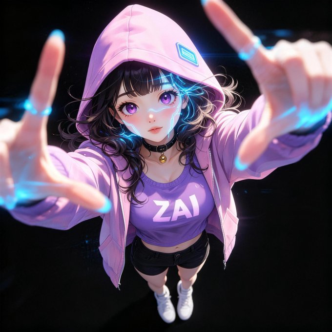 An anime girl wearing a shirt that says "ZAI" reaches forward with her hands emitting blue glowing energy, set against a dark background to emphasize her focused intensity. The image visually reinforces the motivational message of locking in and aiming for a goal, with her piercing gaze and outstretched hands symbolizing determination and seizing one's moment to shine.