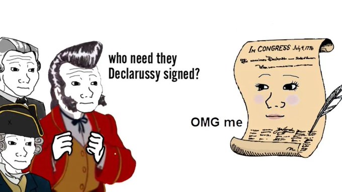 The image features a cartoon depiction of a man wearing a red coat, with a paper that says "Linn's Leverage" written on it. Below this, there are three other men depicted in various positions, including one holding a pen. The caption below the image reads, "OMG me", which is likely a response to the post about the leverages of the United States Congress.