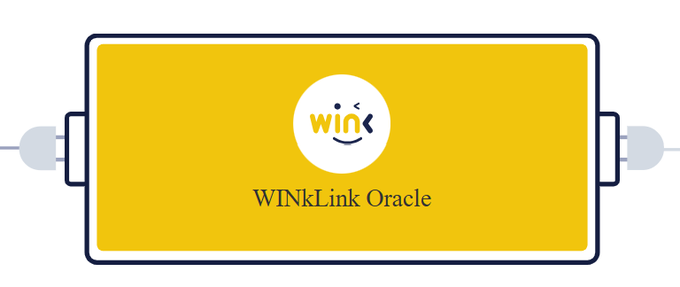 WINkLink Oracle logo displayed in a yellow battery-shaped graphic with the text 'WINkLink Oracle' beneath the circular emblem.
