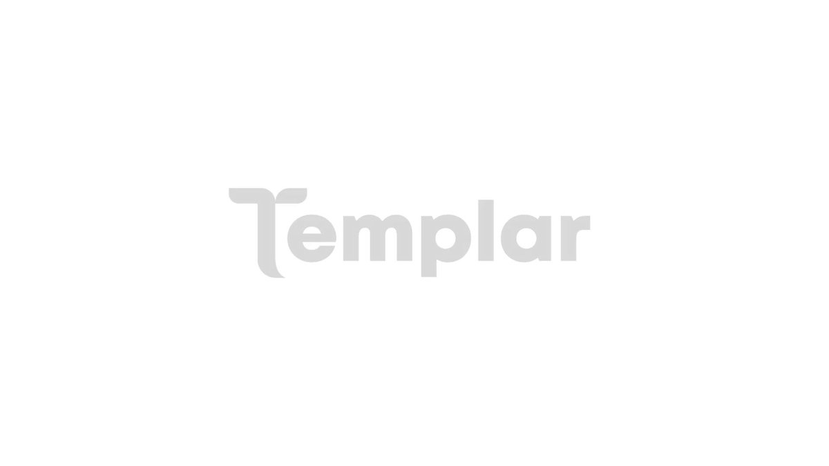 The image shows a white square with black text, which reads "Templar" at the top of the frame. The surrounding area appears to be gray or brown, providing a neutral background that allows the white text to stand out prominently.