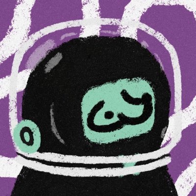 A stylized cartoon illustration of a black figure wearing a diving helmet, with a face visible through a teal porthole, set against a purple background.