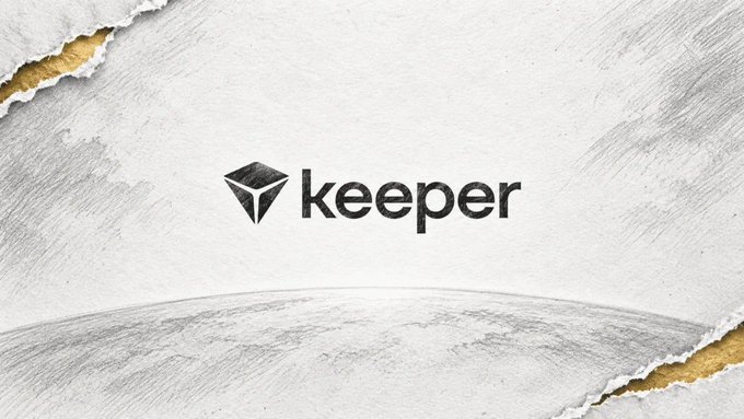 The image displays the "Keeper" logo—a stylized geometric icon next to the wordmark—set against a torn-paper background that reveals a golden layer beneath. The rebrand visually represents Tonkeeper's evolution into Keeper, signaling its expansion beyond the TON ecosystem to a chain-agnostic platform.