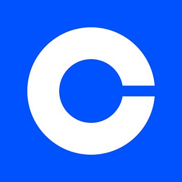 The Coinbase logo, a white 'C' on a blue square background.