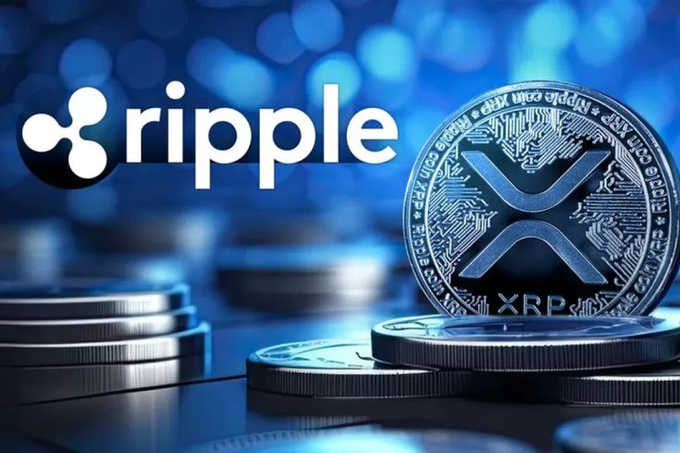 The image features the Ripple logo and XRP coins, visually representing the expansion of Ripple's $RLUSD stablecoin into South Korea. This aligns with news of its listing on major exchanges like Upbit and Bithumb.