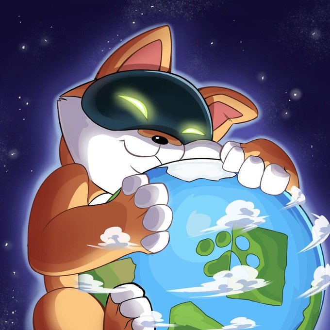 Digital fan art depicting the character Tails from the Sonic the Hedgehog franchise with a glowing visor/eyepiece, embracing a planet Earth against a starry space background.