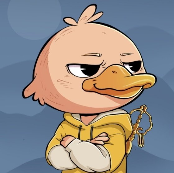 The image features a cartoon duck with crossed arms, wearing a yellow hoodie and holding a golden key. The text "My Quack is the Quackiest" is written below the duck's head. This suggests that the duck might be a character from a cartoon or comic book series, and it has been created to promote a humorous or lighthearted message related to the Quackiest.