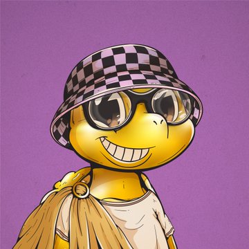 A cartoon yellow smiley character wearing a checkered bucket hat and sunglasses stands against a purple background, embodying the "Bullish" and "stoked" vibe of celebrating the project's vault achievement mentioned in the post.