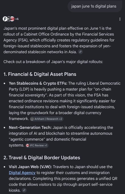 The image shows a screenshot of a webpage with text that reads "Japan's most prominent digital plan effective on June 1st". The text also includes information about financial and digital asset plans for Japan.