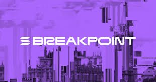 A stylized purple graphic with the word 'BREAKPOINT' in white futuristic text, set against a cyberpunk cityscape background.