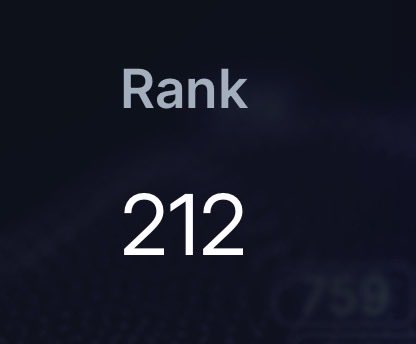 A dark screen displaying "Rank 212" in white text, likely from a gaming or competitive ranking system.