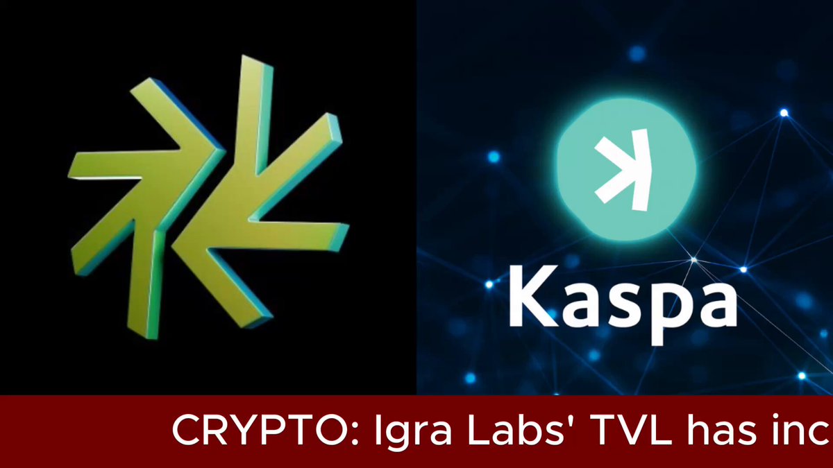 A black and white photo displaying two logos of Kaspa (the cryptocurrency) and KASPA, a company that uses it as a layer for their digital currency infrastructure. Both logos are accompanied by text stating they were made using Defillama's igra TVL, which is part of the same company used by Bitcoin and Ethereum. This suggests that KASPA has experienced significant growth in recent weeks.