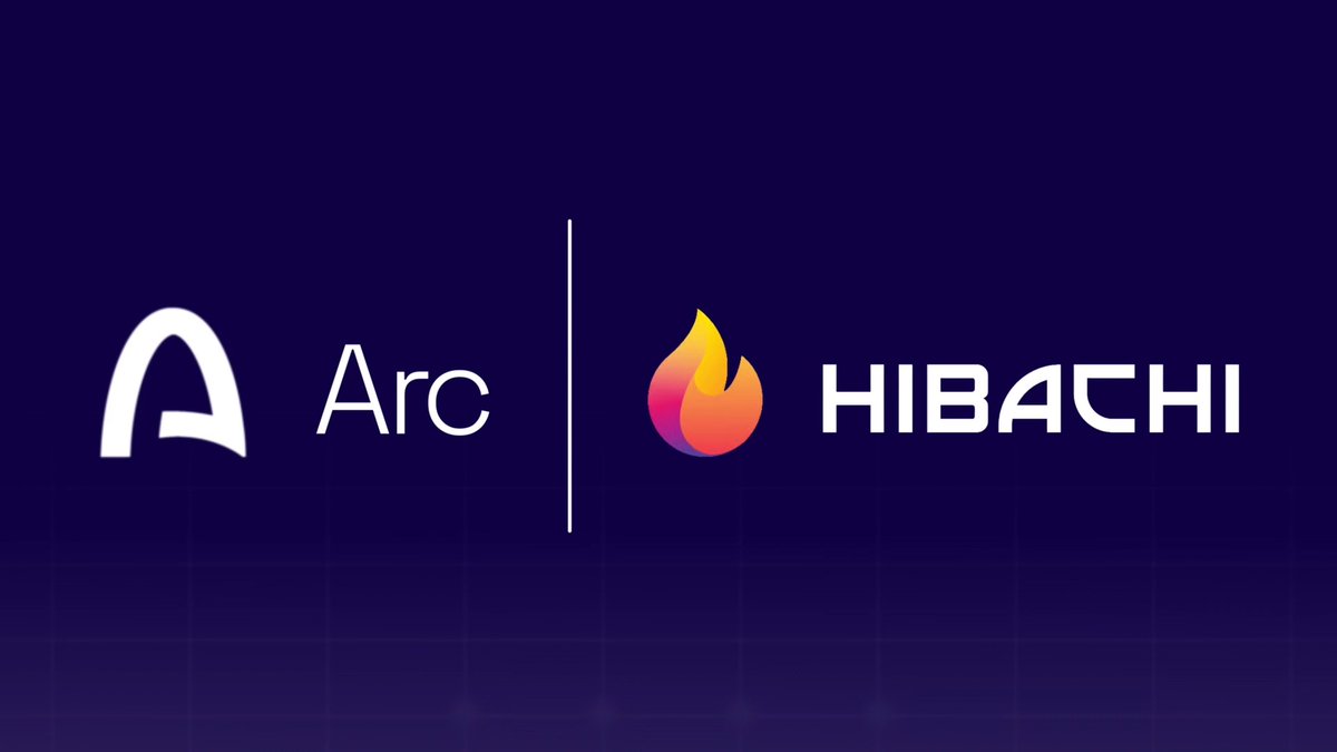 A dark blue graphic displaying the logos of 'Arc' and 'HIBACHI' side by side, separated by a vertical line.