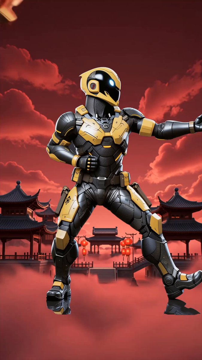 The image features a man dressed as an army captain with a yellow helmet and black suit, standing against a red background that resembles a sunset or sky. The caption of the image reads "Good day army CaptainBNB knows the real fight is won long before the big day. True kung fu is never mastered in a day. It is forged through discipline, patience, and the grind of showing up again and again. The market tests everyone. The prepared survive".