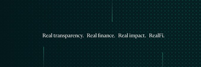 The image features a banner with text that reads "Real transparency, Real finance, Real impact." This message seems to be related to the concept of financial inclusion or banking for the unbanked population. The banner is displayed against a blue background with white lines, creating an interesting visual contrast and emphasizing the importance of the message being conveyed.
