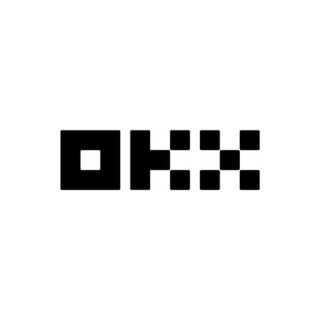 The OKX cryptocurrency exchange logo in black pixelated/blocky style lettering on a white background.