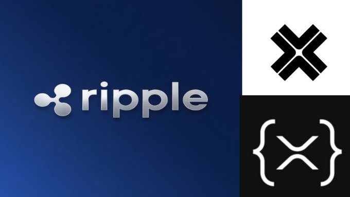 The image features the Ripple logo alongside the XRP symbol (stylized "X") displayed in two versions—one in black on white and another white on black—set against a blue gradient background. The image visually reinforces the post's announcement about Ripple proposing to withdraw the XLS-38 amendment for the XRP Ledger cross-chain bridge in favor of Axelar's solution.
