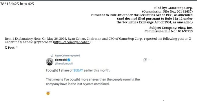 The image shows a Twitter post by Ryan Chen, which includes text about theShares exchange and mentions that he bought shares of GameStop. The post has been retweeted and reposted multiple times on various platforms. One of these posts was dated May 25, suggesting a possible link to a past conversation or agreement involving shares between Ryan and someone named Ryan.