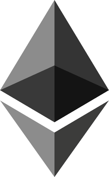 The Ethereum logo, featuring its distinctive gray octahedron (two pyramids joined at a diamond-shaped middle), is shown as a visual symbol representing one of the two long-term investment choices posed in the post comparing Ethereum versus Hynix.