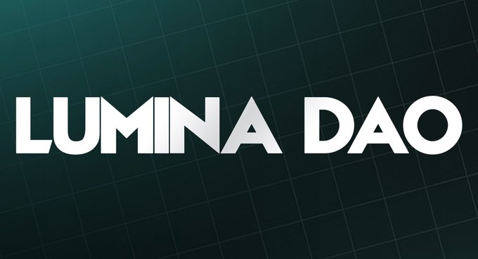 A dark teal background with the text "LUMINA DAO" displayed prominently in white.