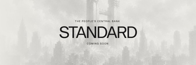 A grayscale promotional image displaying 'THE PEOPLE'S CENTRAL BANK STANDARD COMING SOON' over a misty cityscape.