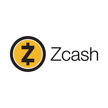 The Zcash cryptocurrency logo, featuring a black 'Z' symbol inside a yellow circle next to the word 'Zcash' in black text on a white background.