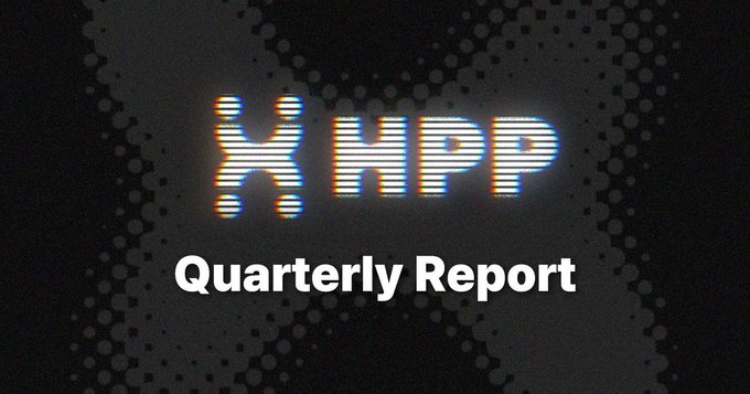 A dark textured background displaying the 'HPP' logo with 'Quarterly Report' text beneath it.