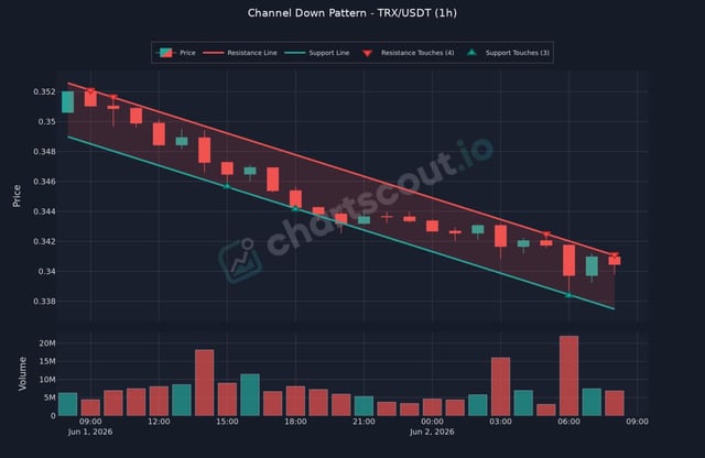 The image shows a channel down pattern for cryptocurrency, specifically Bitcoin (BTC), over the past two days at 20 ticks per second. The x-axis of the graph represents time, while the y-axis displays the price in cryptocurrency units, known as Bitcoins. The chart is titled "CHANNEL DOWN SETUP" to indicate that it's a representation of a recent setup or period for coin trading or analysis purposes. This information could be useful for those looking to invest in Bitcoin or understand its historical trends and patterns.