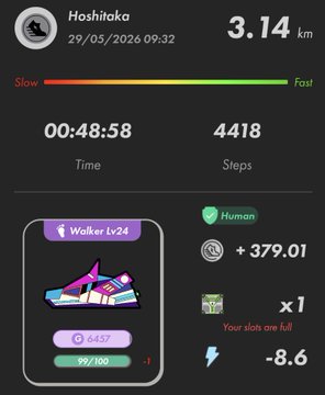 The image shows a fitness tracking app with a screen displaying various statistics about a user's activity, including their walking speed, distance traveled, and calories burned during a workout session. The app also provides information about the number of steps taken and the time spent on each step.