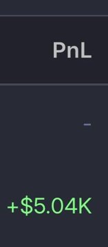 The image shows a PnL (Profit and Loss) screenshot displaying a gain of +$5.04K on a dark background, which illustrates the poster's claim about their growing profits from purchasing $OMI, the token associated with their bullish sentiment.