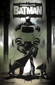 Comic book cover for 'ABSOLUTE BATMAN' issue #1, showing Batman in a bulky suit crouching in a dark alleyway.
