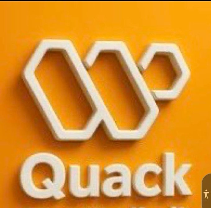 The image shows a 3D-style logo with three white hexagonal shapes arranged in a chain-like pattern on an orange background, with the word "Quack" displayed in white text below, representing the Wallchain/Quack brand. The post promotes Wallchain as a project delivering real metrics ("receipts") rather than vanity numbers, and the image serves as branding for that account.