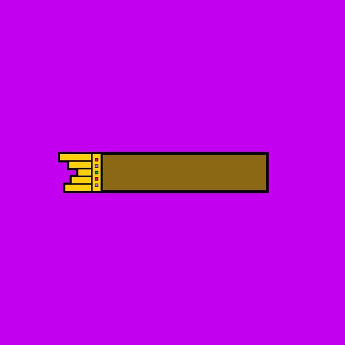 A pixel art illustration of a brown and yellow speedometer or gauge on a solid purple background.