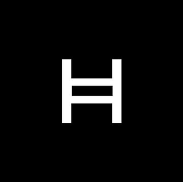 A bold white letter 'H' centered on a solid black background.