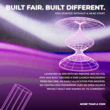 A promotional graphic reading 'BUILT FAIR. BUILT DIFFERENT.' with 'PIX STARTED WITHOUT A HEAD START' and describing PIX cryptocurrency as 'MORE THAN A COIN'.