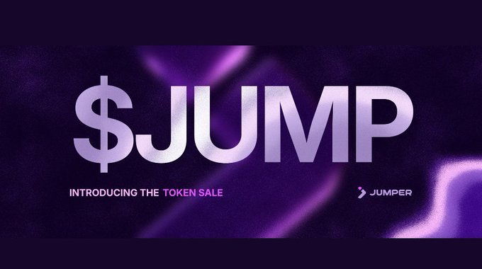 Purple promotional banner reading '$JUMP - INTRODUCING THE TOKEN SALE' with the 'JUMPER' logo in the bottom right.