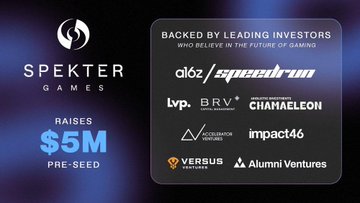 Spekter Games has raised $5M in pre-seed funding, backed by prominent gaming investors including a16z and Speedrun, as announced in the promotional post highlighting their TON blockchain gaming platform.