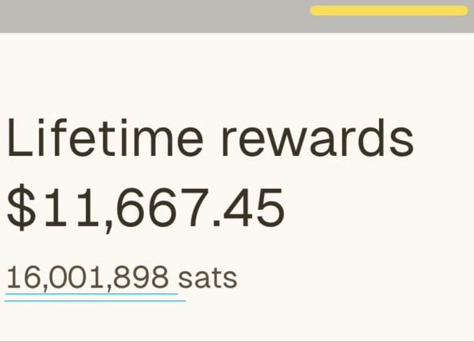 The image shows a screenshot of an e-mail message from someone sharing their accomplishment of reaching 16,000,000 sats (sixteen million) through stacking up rewards points or lifetime rewards offered by a specific company. The title of the email is "Lifetime Rewards" and there are several bullet points providing additional information about this achievement. The main focus on the image is that it provides an impressive amount of data to back up the success story, such as "$11,667,458 sat," representing $16 million in rewards.