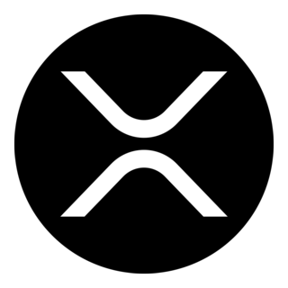 The image shows the XRP logo—a stylized white "X" inside a black circle—set against a dark green background. It symbolizes Ripple's XRP cryptocurrency, the same digital asset at the center of the news about Evernorth's SPAC merger and Nasdaq listing under ticker XRPN.